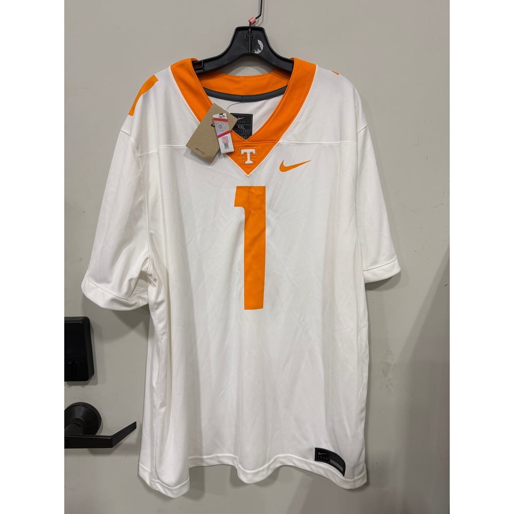 Nike Football Jersey NWT Mens XXL White Tennessee Volunteers Dri-FIT No. 1